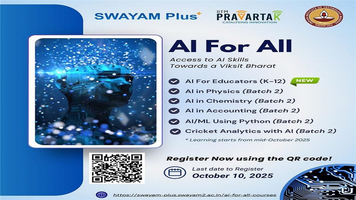 IIT मद्रास का “AI for All” डिजिटल कोर्स, SWAYAM Plus पर हिंदी में AI और मशीन लर्निंग शिक्षा प्रदान करता हुआ