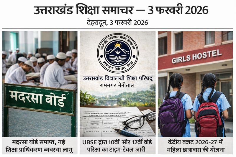 उत्तराखंड शिक्षा में बड़ा बदलाव — मदरसा बोर्ड समाप्त, UBSE टाइम‑टेबल जारी और महिला छात्रावास योजना