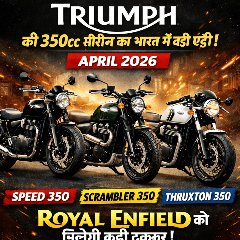 Triumph की 350cc सीरीज की भारत में एंट्री, अप्रैल 2026 में लॉन्च होंगी Speed 350, Scrambler 350 और Thruxton 350, मिड-सेगमेंट में Royal Enfield को मिलेगी कड़ी चुनौती