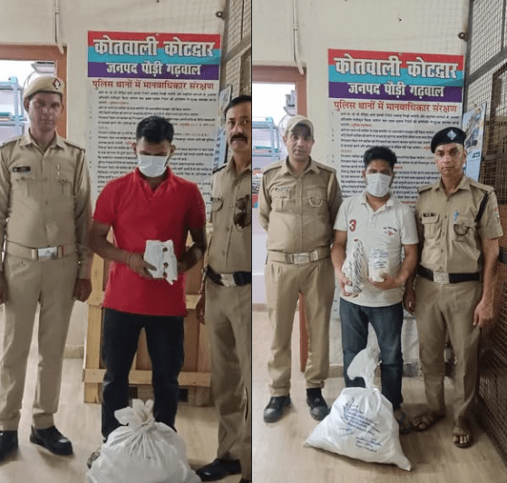 पौड़ी पुलिस का नशा तस्करों पर शिकंजा, भारी मात्रा में अंग्रेजी शराब के साथ दो गिरफ्तार