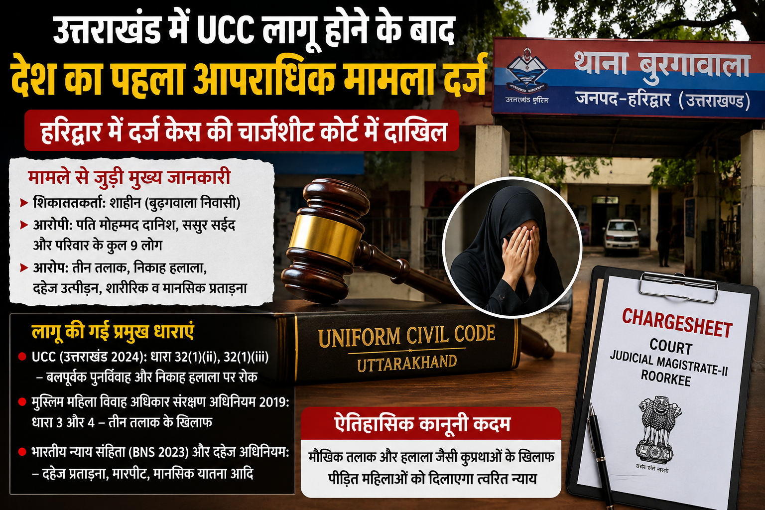 उत्तराखंड में UCC का पहला बड़ा एक्शन: हरिद्वार में दर्ज हुआ देश का पहला आपराधिक मामला, कोर्ट में चार्जशीट दाखिल