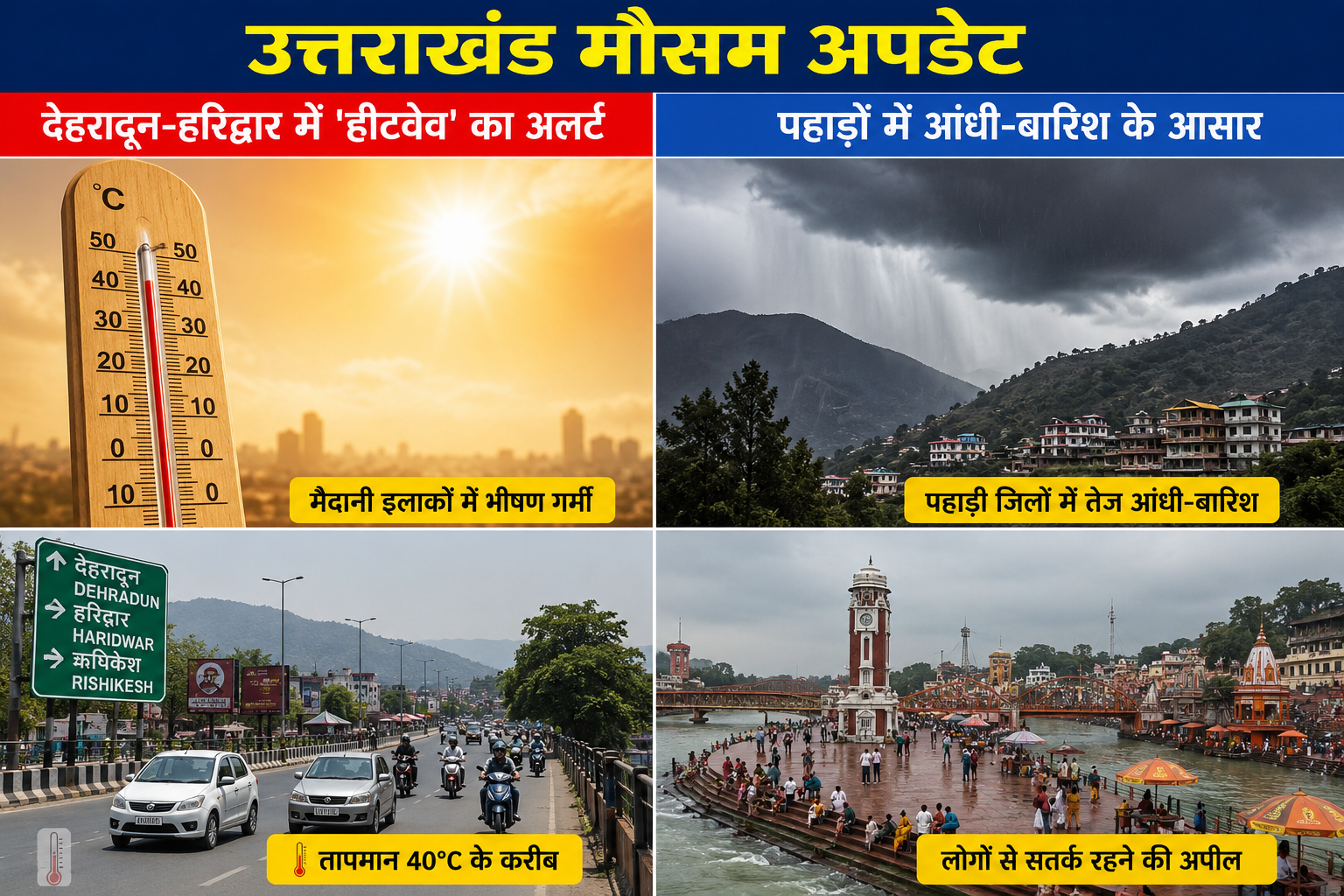 उत्तराखंड में मौसम का दोहरा असर, देहरादून-हरिद्वार में लू का अलर्ट तो पहाड़ों में बारिश के आसार