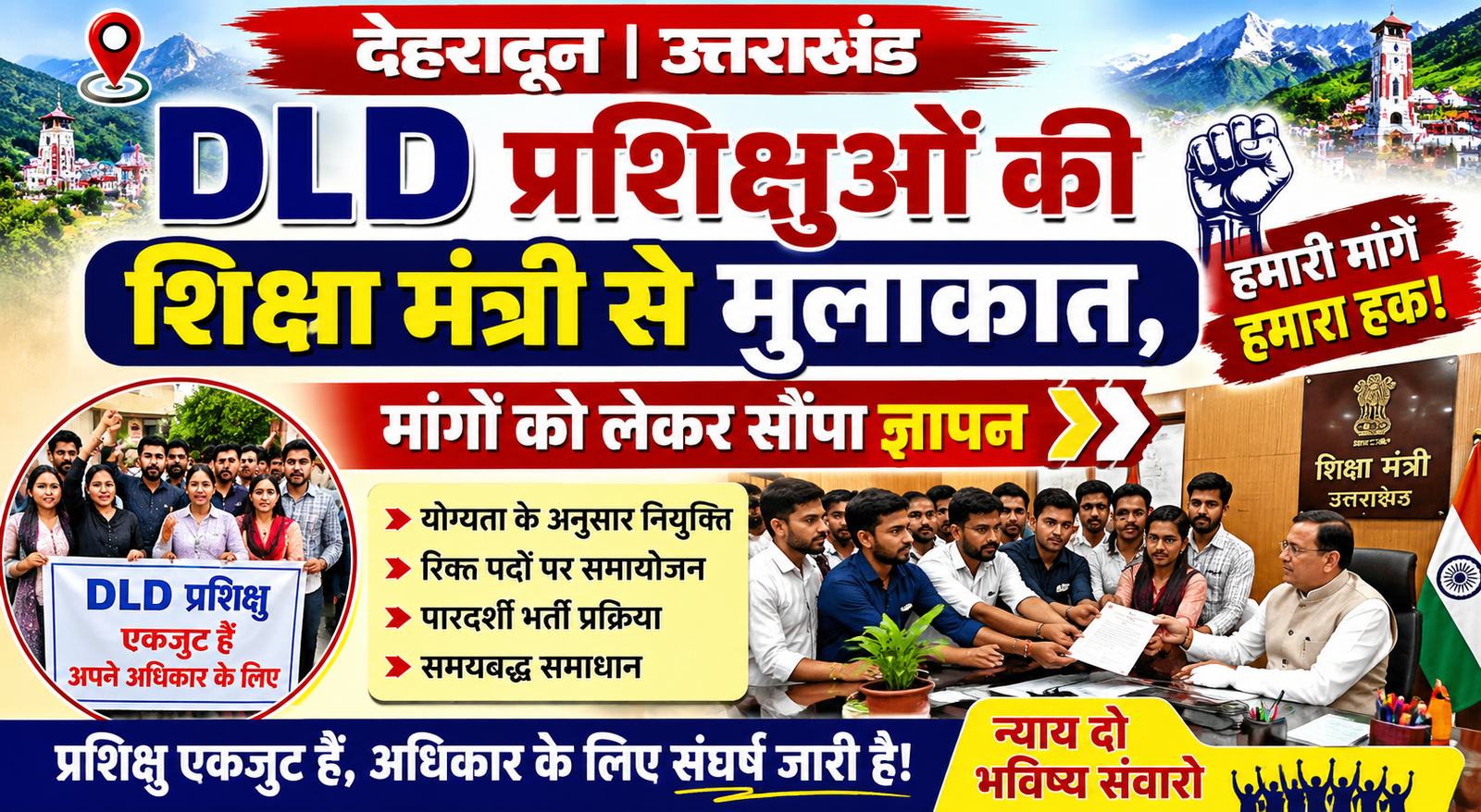  DLD प्रशिक्षुओं की शिक्षा मंत्री से मुलाकात, मांगों को लेकर सौंपा ज्ञापन