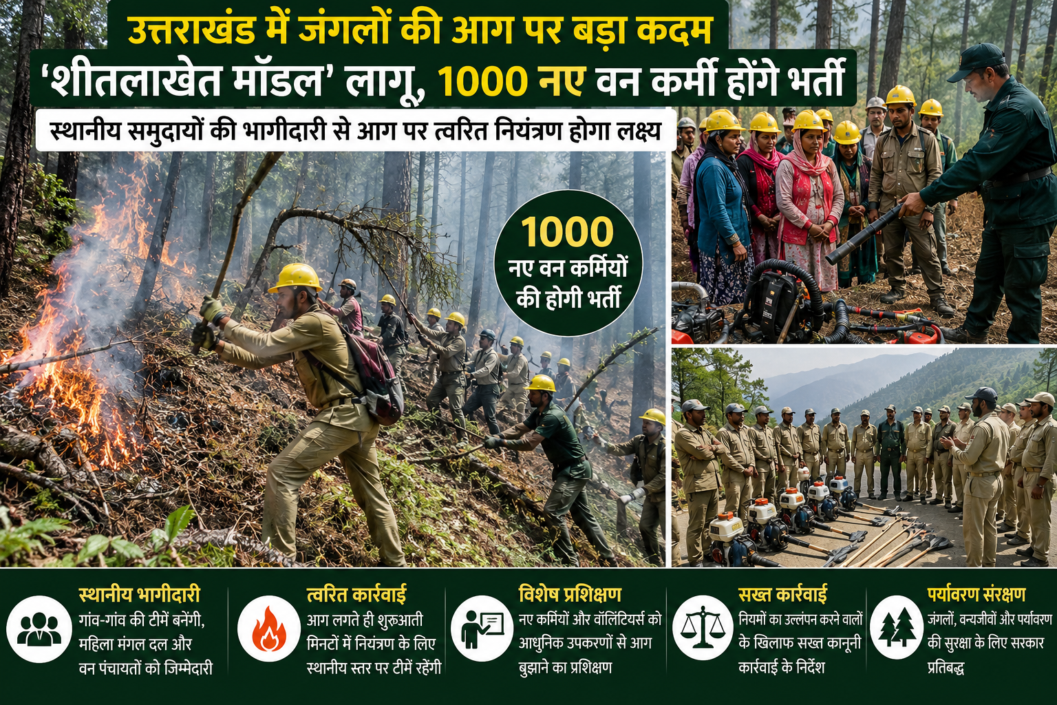 उत्तराखंड में जंगलों की आग पर बड़ा एक्शन, ‘शीतलाखेत मॉडल’ से 1000 नए वन कर्मियों की होगी भर्ती