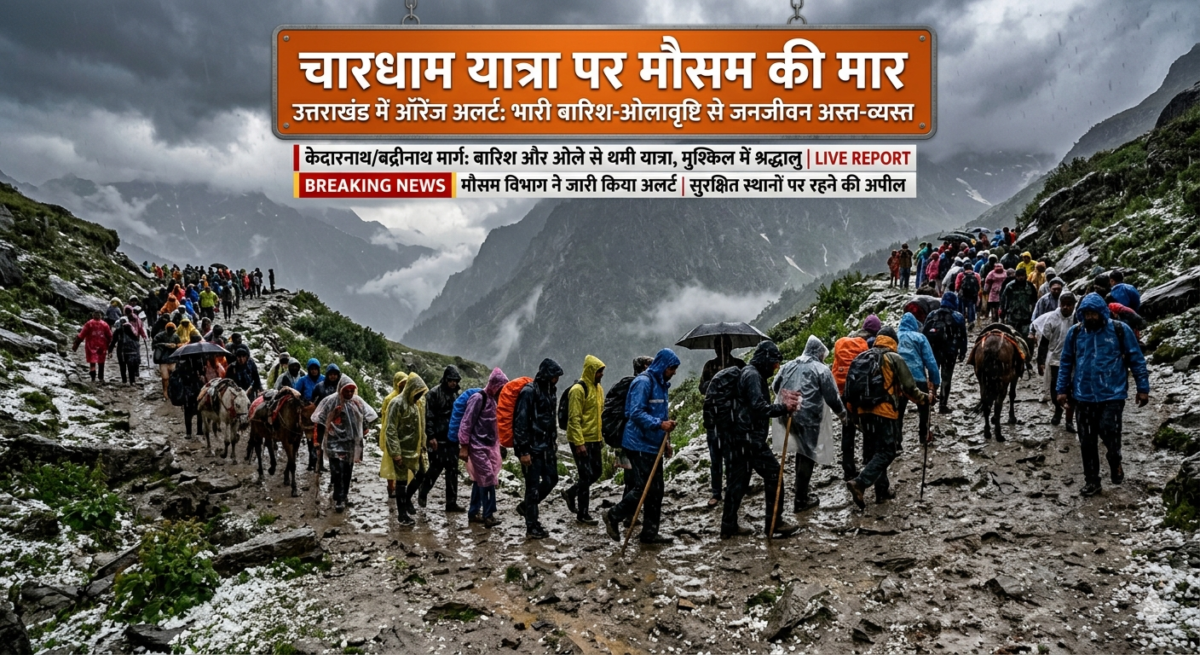 चारधाम यात्रा पर मौसम की मार, उत्तराखंड में ऑरेंज अलर्ट के बीच भारी बारिश और ओलावृष्टि से जनजीवन प्रभावित
