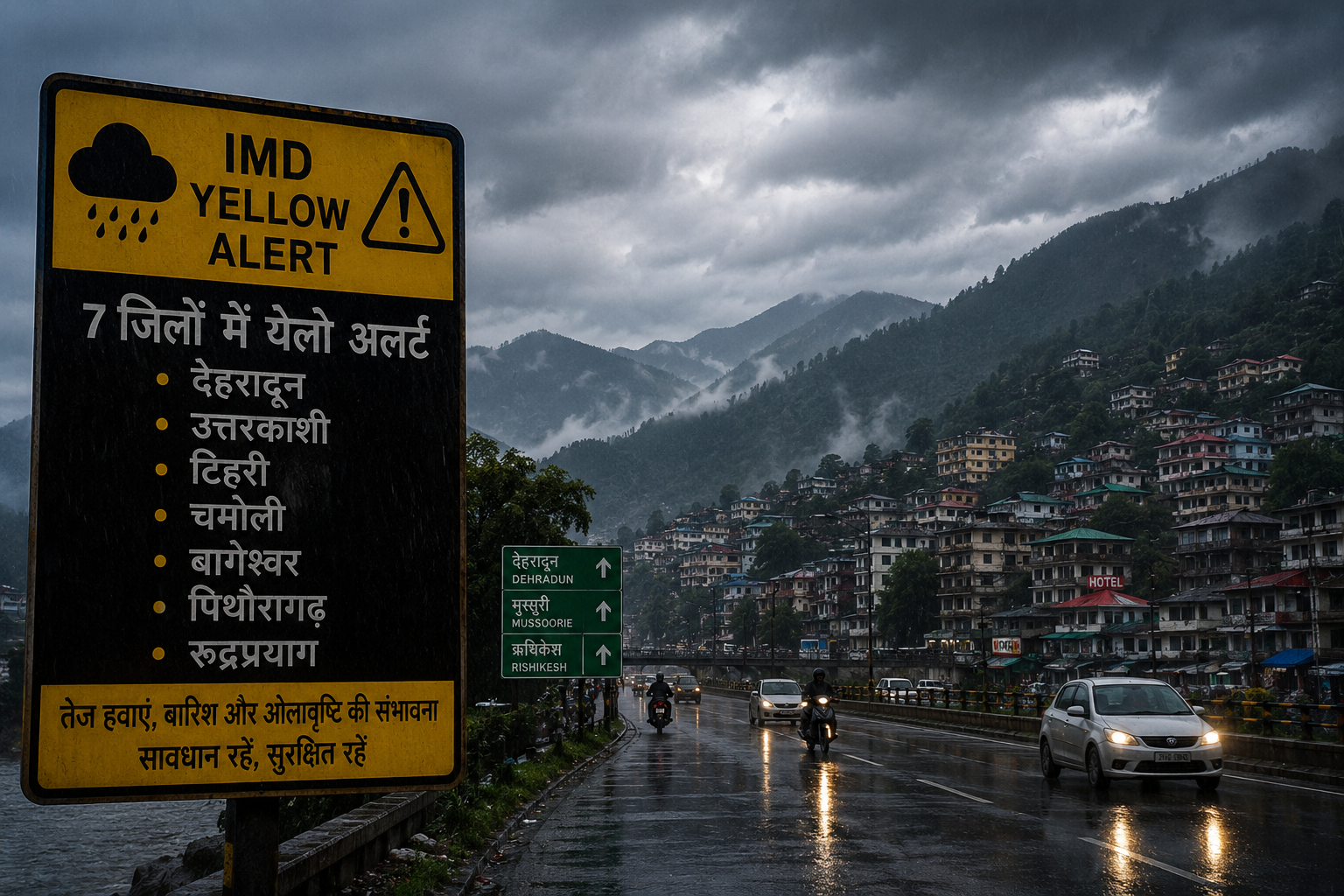 उत्तराखंड में मौसम का बदला मिजाज, 7 जिलों में येलो अलर्ट जारी, तेज हवाओं और ओलावृष्टि की चेतावनी