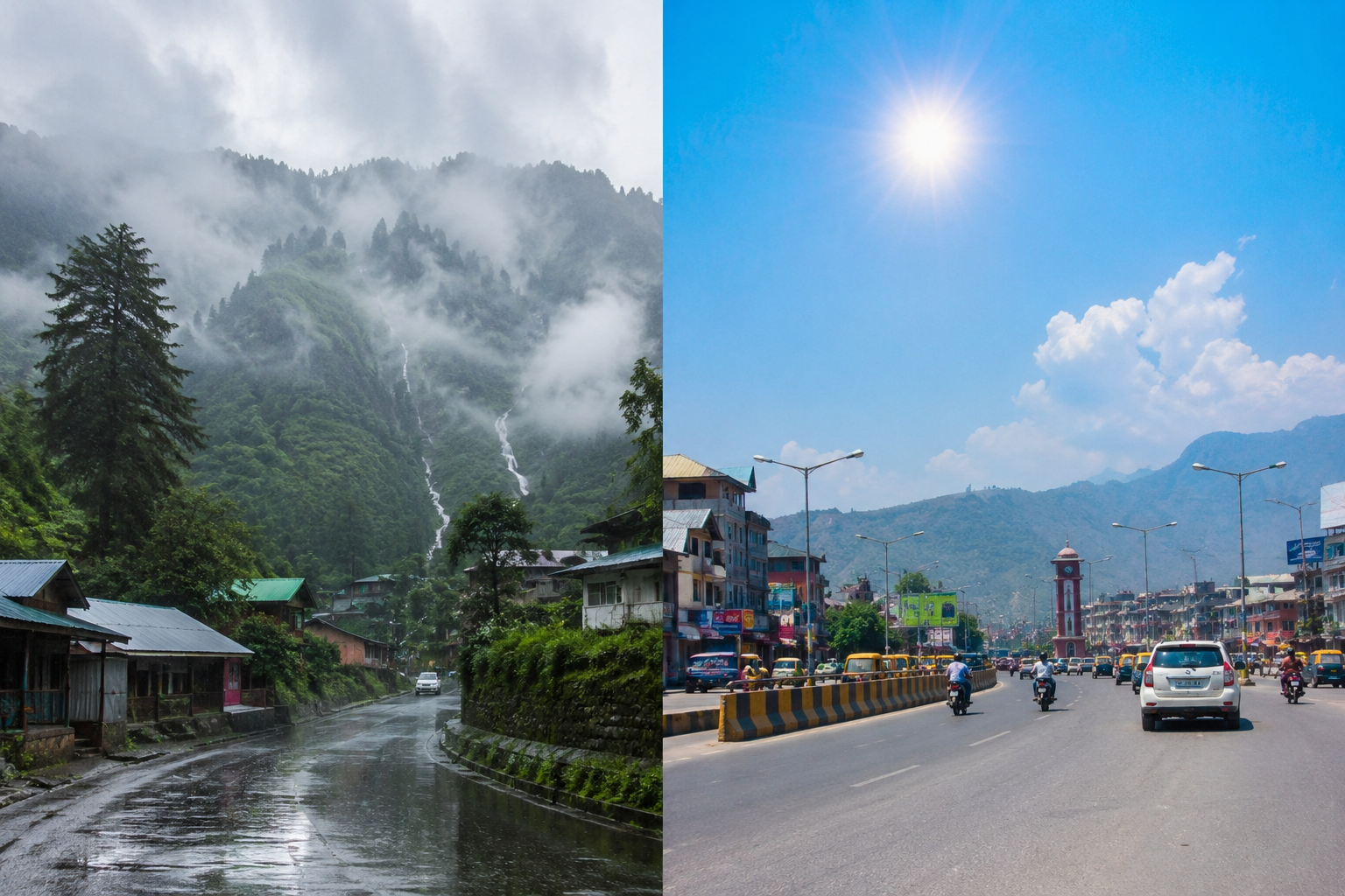 उत्तराखंड में मौसम का दोहरा मिजाज: पहाड़ों में बारिश, मैदानों में गर्मी ने बढ़ाई चुनौती