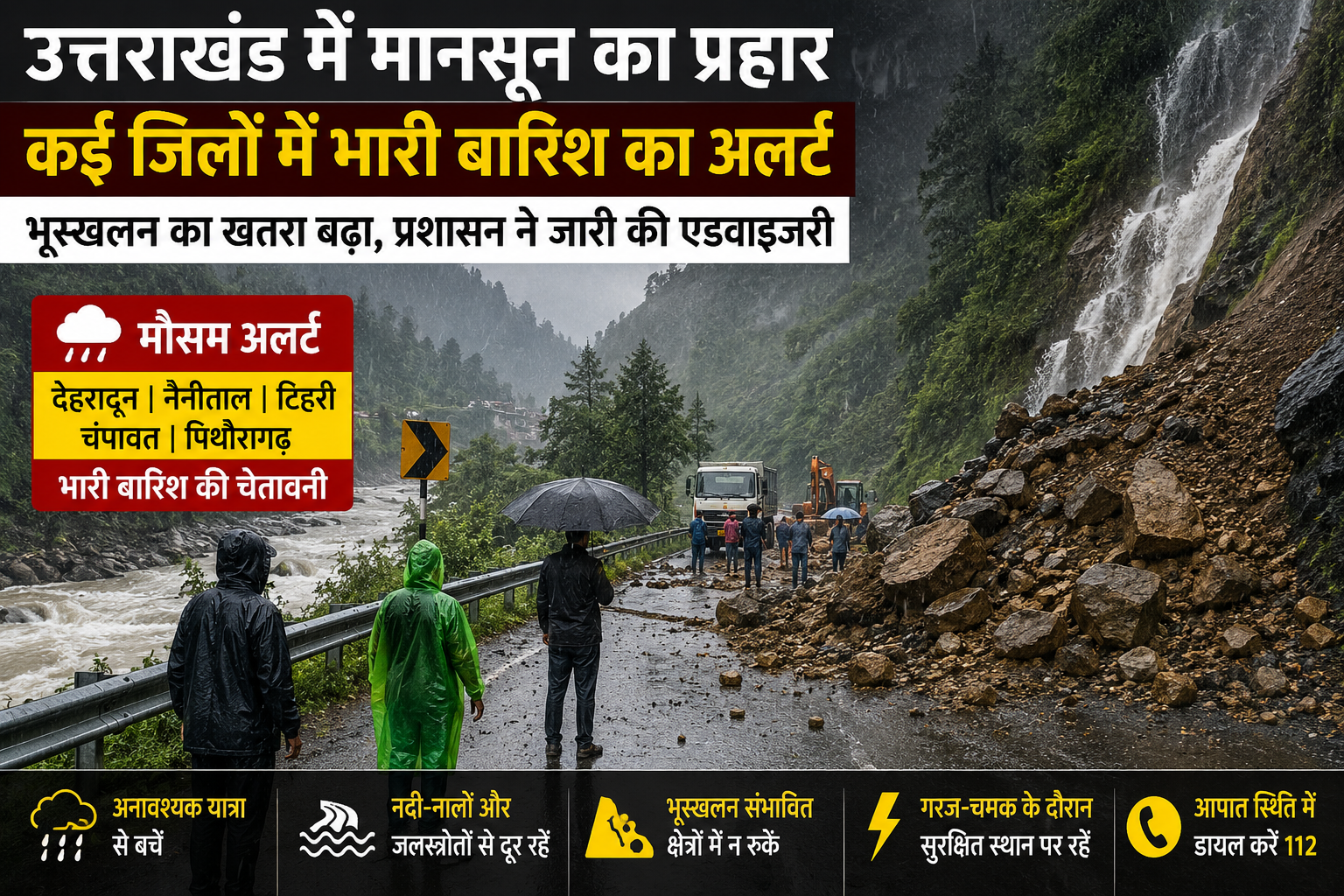 उत्तराखंड में मानसून का कहर: कई जिलों में भारी बारिश का अलर्ट, प्रशासन ने जारी की एडवाइजरी