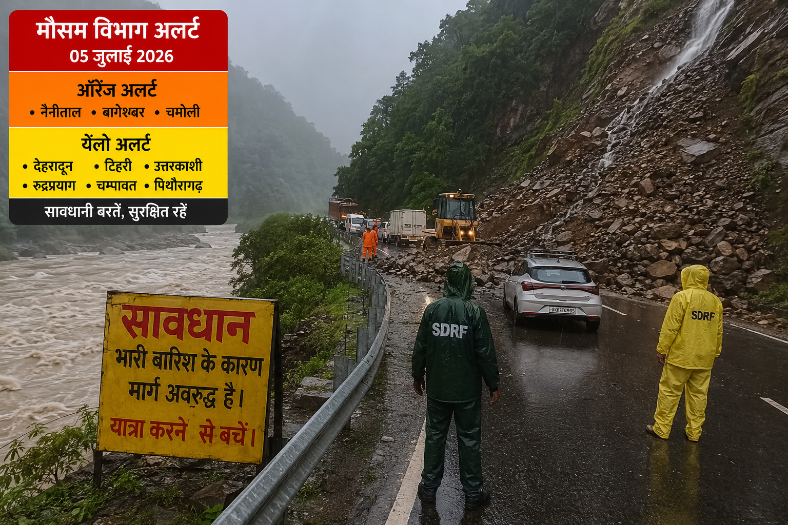 उत्तराखंड में मूसलाधार बारिश का कहर, कई जिलों में ऑरेंज और येलो अलर्ट जारी; प्रशासन ने जारी की एडवाइजरी