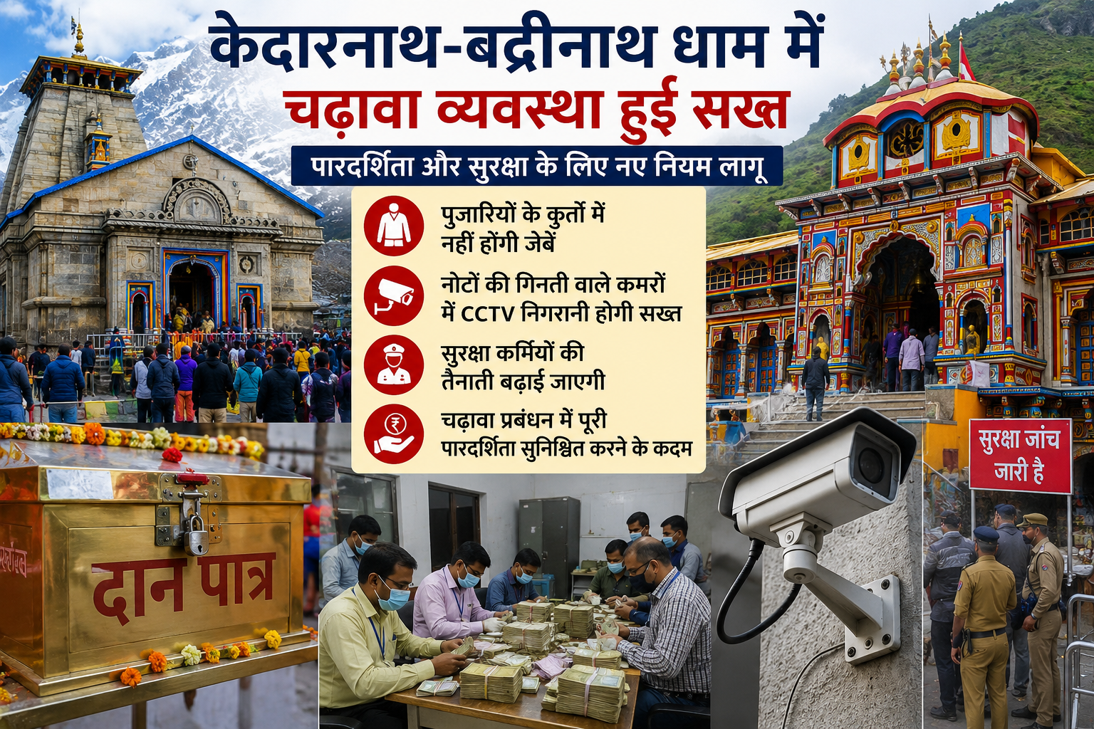 केदारनाथ-बद्रीनाथ धाम में पारदर्शिता पर जोर, चढ़ावा व्यवस्था और सुरक्षा नियमों में बड़े बदलाव