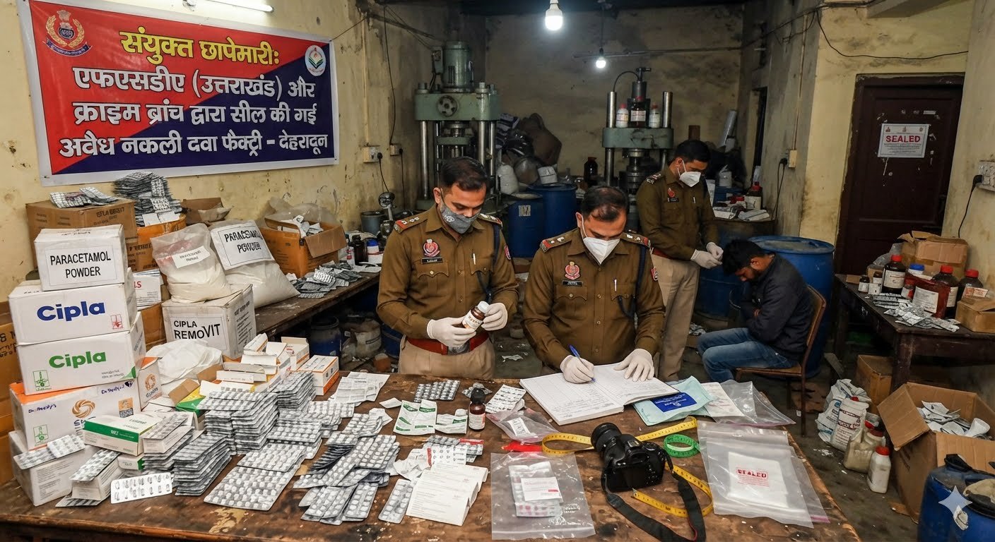 देहरादून में नकली दवाओं की फैक्ट्री का भंडाफोड़, एफएसडीए और गाजियाबाद क्राइम ब्रांच की संयुक्त कार्रवाई