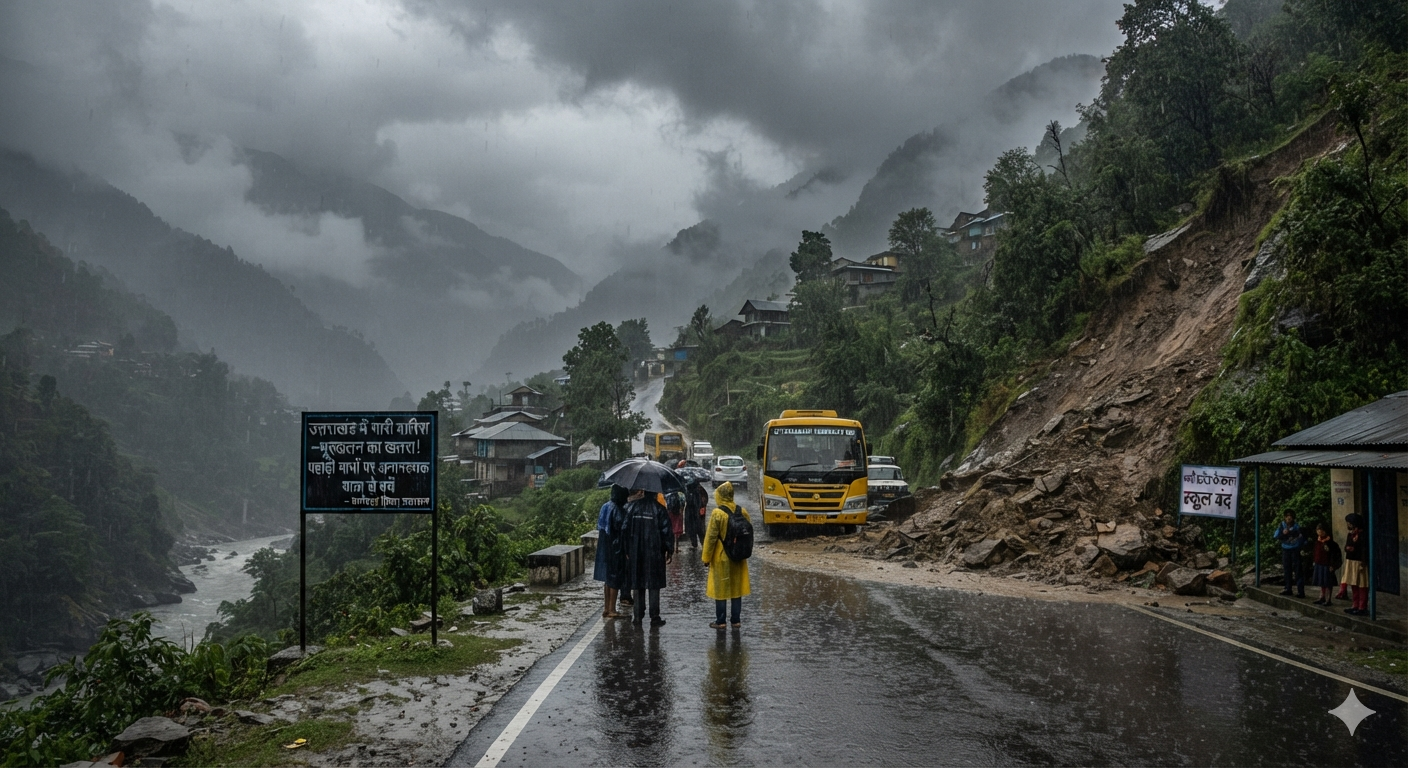 उत्तराखंड में मानसून का कहर: कई जिलों में भारी बारिश का ऑरेंज अलर्ट, बागेश्वर में स्कूल बंद, पहाड़ी मार्गों पर यात्रा से बचने की सलाह