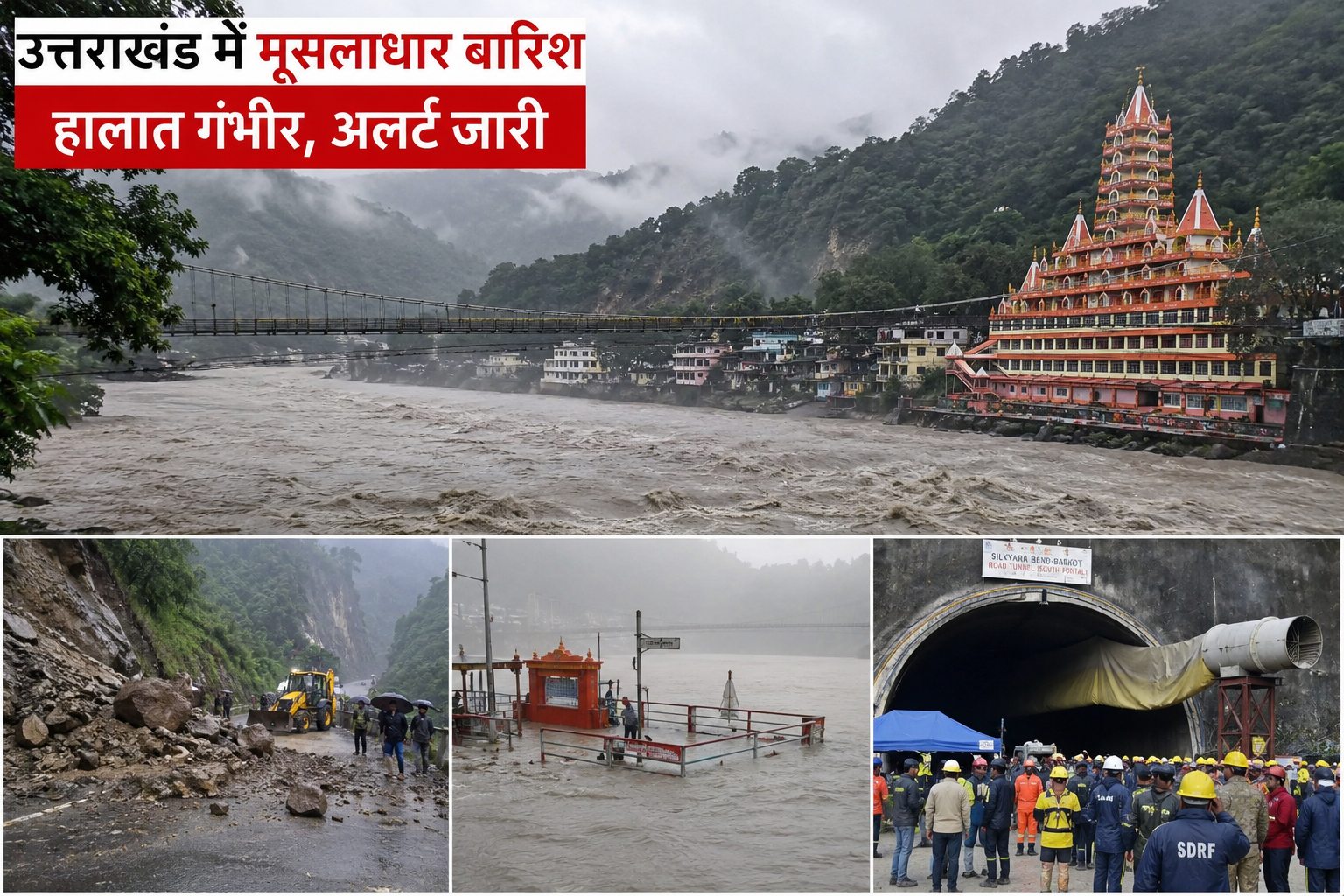 उत्तराखंड में भारी बारिश से बिगड़े हालात, 107 सड़कें बंद; गंगा-अलकनंदा उफान पर, चमोली टनल हादसे में 9 मौतें