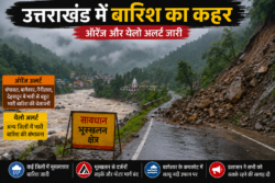 उत्तराखंड में बारिश का कहर: ऑरेंज और येलो अलर्ट के बीच पहाड़ों में भूस्खलन, कई सड़कें बंद